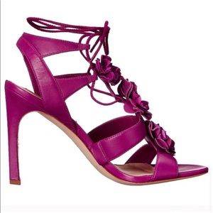 Via Spiga fuchsia floral lace up heels 8.5 M